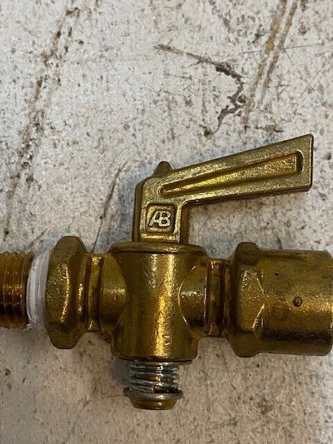 AB Ground Plug Valve 2-Way Brass Lever External Drain - MEASUREMENTS PICTURED