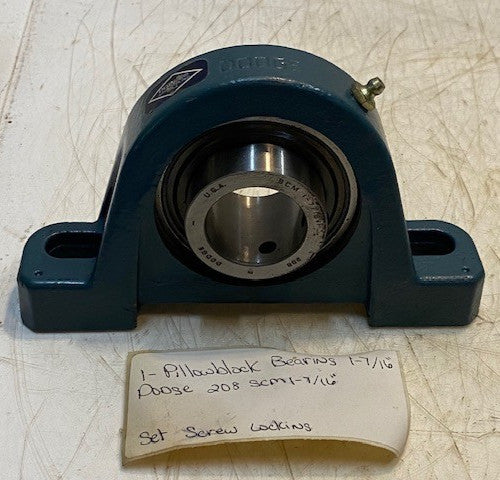 Dodge 124135 2-Bolt Normal Duty Pillow Block Ball Bearing SCM 1-7/16" Bore 208