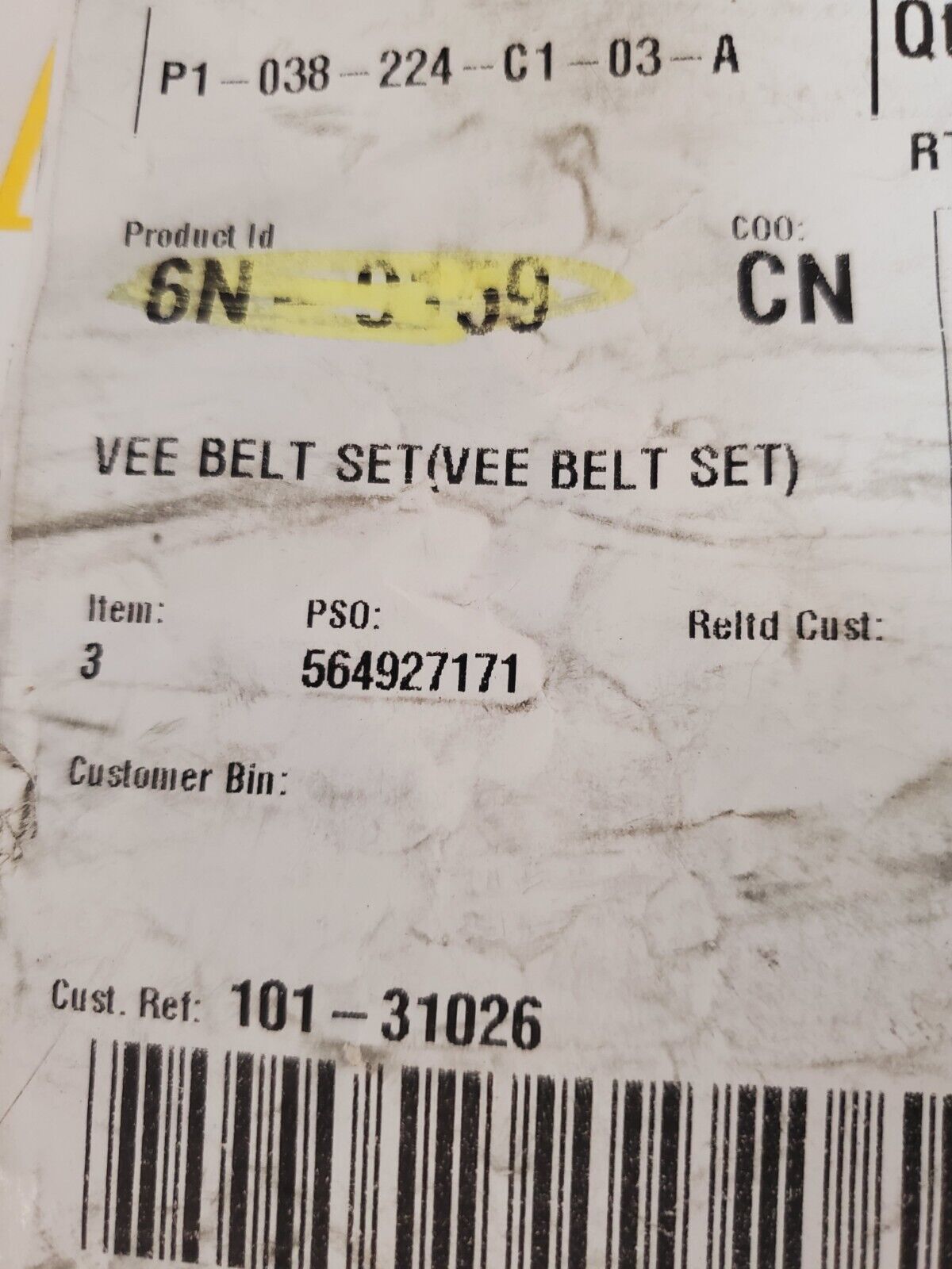 CAT Vee Belt Set For Caterpillar 6N-9159 | 6N9159