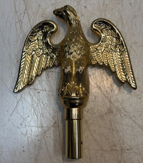 Gold Color Finished Metal Perched Eagle Flagpole Ornament Finial 9" x 7"