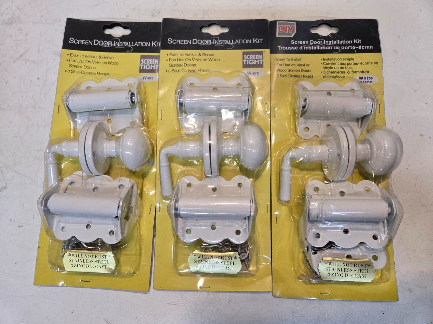 3 Quantity of Screen Tight White Screen Door Hardware Kit 731677877779 (3 Qty)
