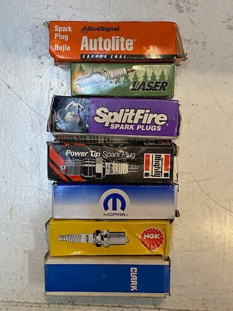 50lb Box of a Variety of Laser, Autolite, Bosch, SpitFire, Mopar Spark Plugs