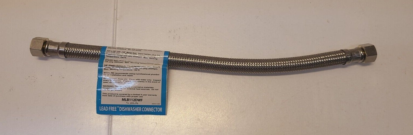 14 Qty of Mainline 3/8" x 3/8" Dishwasher Connectors 12" MLB112DWF (14 Qty)