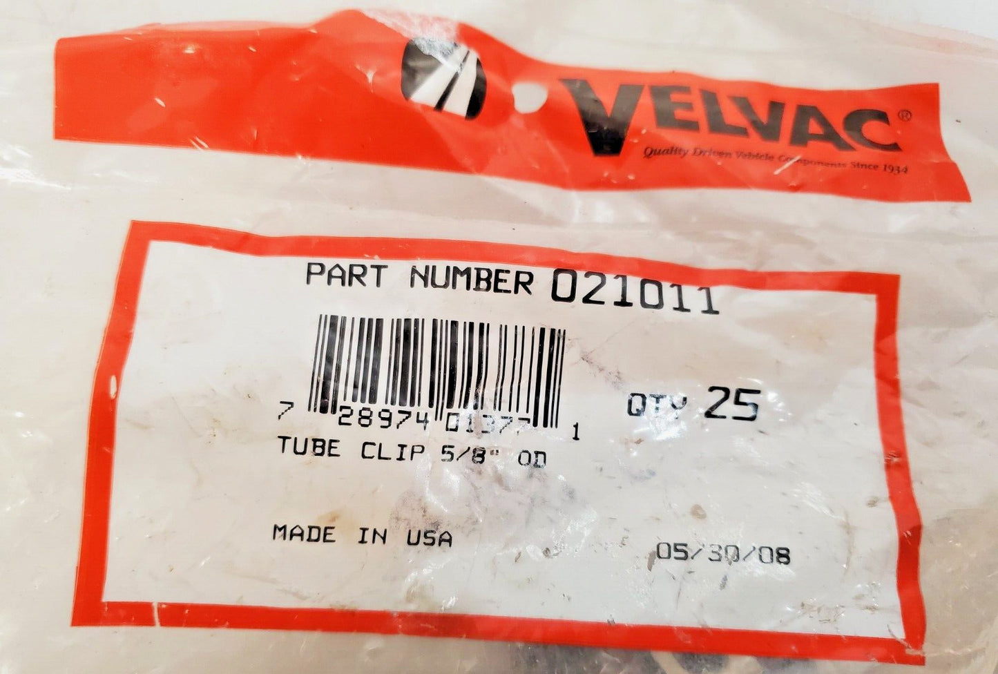 3 Packs of 25 Units of Velvac Coated Tube Clips 021011 (75 Total Qty)