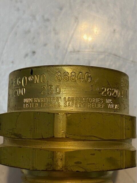 Rego Pressure Relief Valve 8684G Pop Action Brass 250 PSI 1" NPT 2620 Air