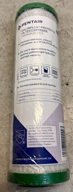 Pentair Chlorplush Protect 10 Filter Cartridge Carbon Block 9-1/2in Replacement