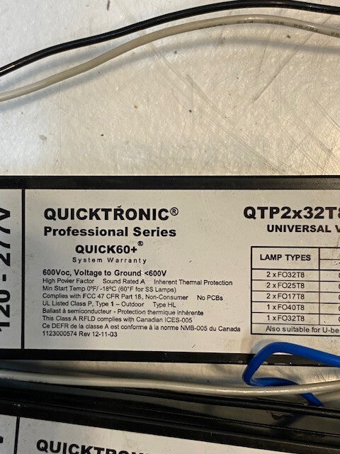 2 Quantity of Sylvania Electronic Ballasts QTP2x32T8/UNV-ISN-SC 50/60Hz (2 Qty)