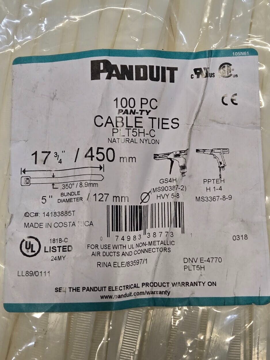 100 Quantity of Panduit Cable Ties PLT5H-C | 105N61 | 074983387731 | (100 Qty)