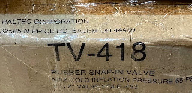 Bag of 50 Haltec TV-418 Rubber Snap-In Valve Max Cold Inflation Pressure 65 PSI