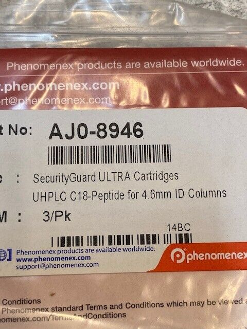 Phenomenex Security Guard Ultra Cartridges Pack of 3 UHPLC C18-Peptide AJ0-8946