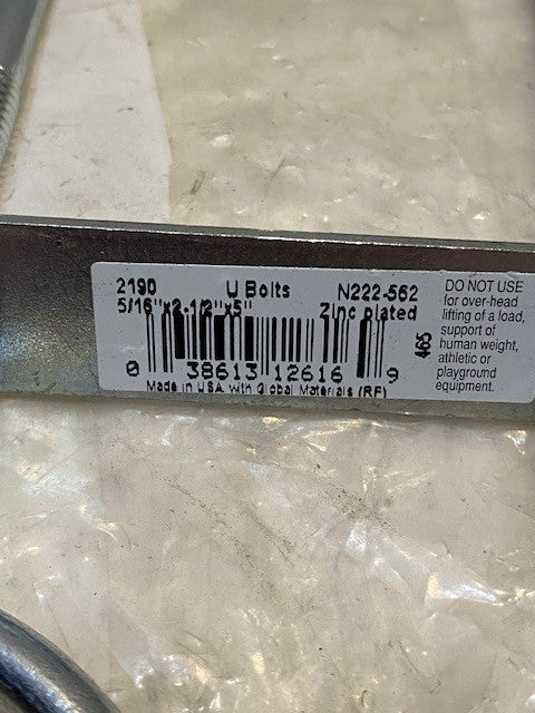 5 Quantity of STANLEY 2190BC U-Bolts w/ Plate & Hex Nuts (5 Quantity)