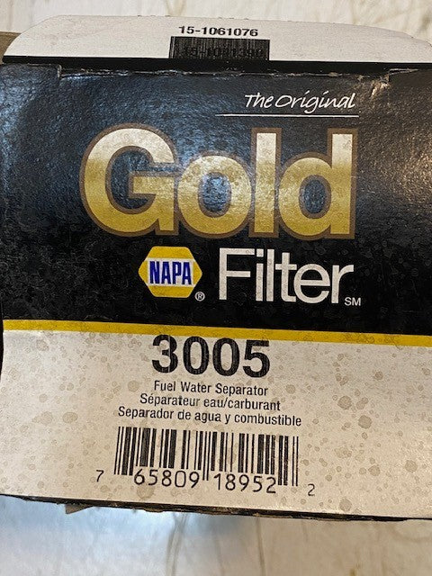 NAPA Gold Fue Filter 3005 Water Separator Spin-On Twist & Drain