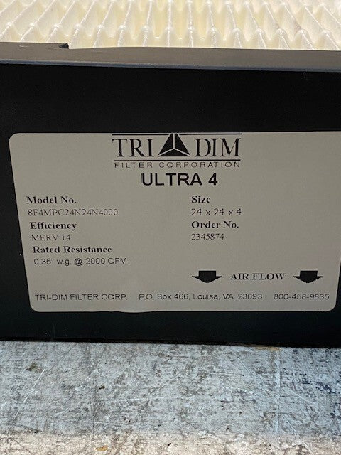 TRI DIM Ultra 4 Filter Model 8F4MPC24N24N4000 Size 24X24X4