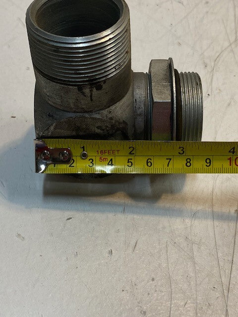 Hydraulic Elbow Adapter 3-1/2" L 3-1/4" H 47mm OD Thread 33mm ID