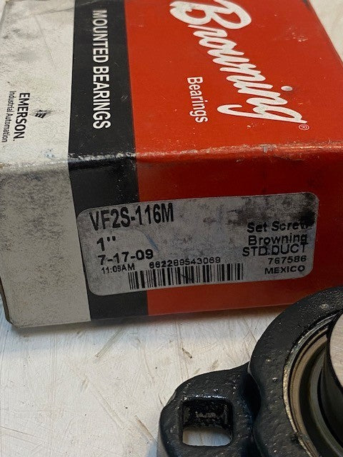 Browning VF2S-116M 2-Bolt Flange Block Mounted Bearing VS-116 | 25mm Bore