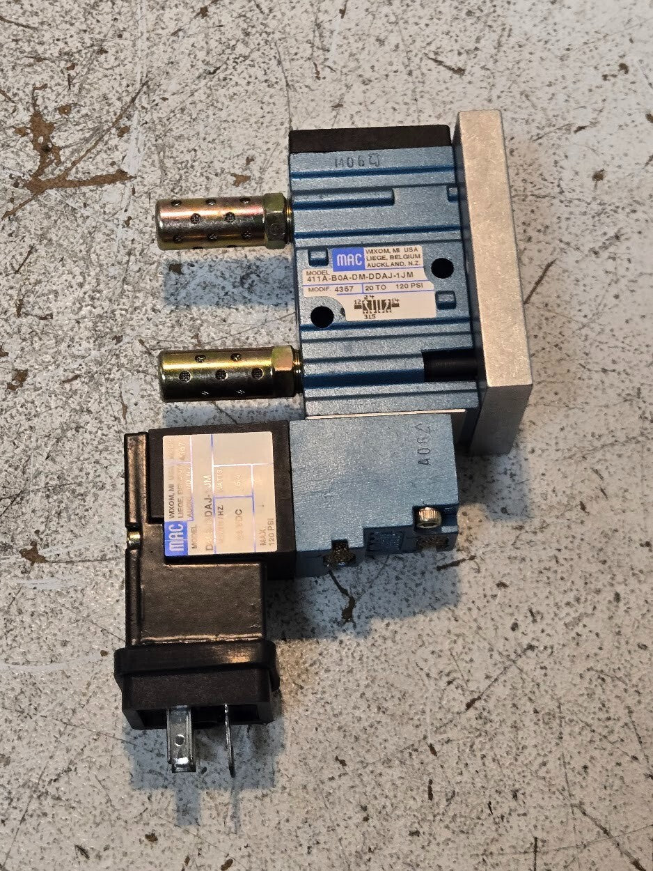 MAC Valves 411A-BOA-DM-DDAJ-1JM with Manifold Block and Solenoid DMB-DDAJ-1JM