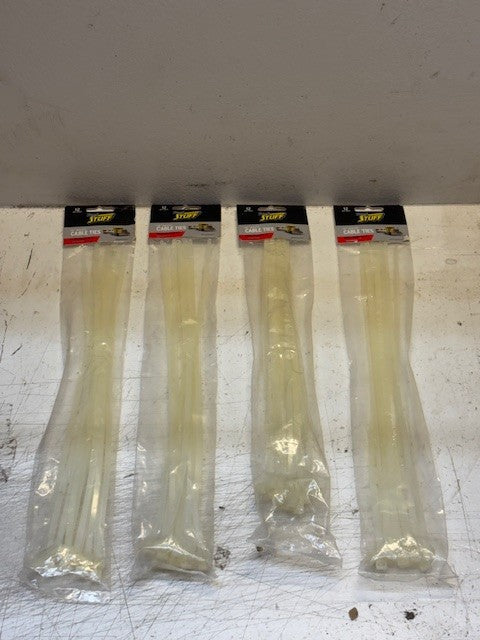 48 Quantity 14" White Truck Stuff Cable Ties High Strength (4 Packs of 12 Ties)