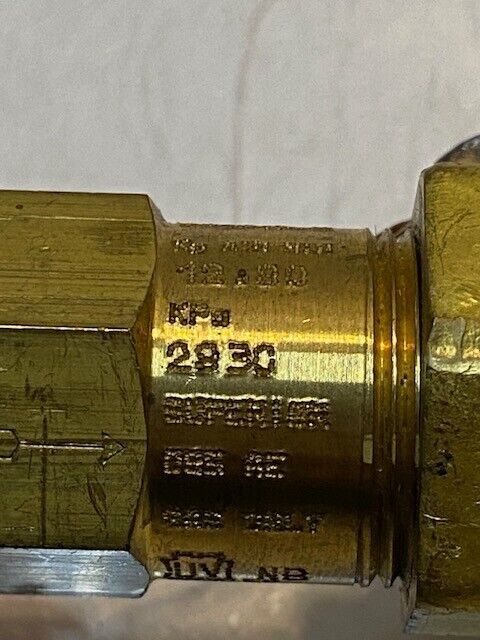 Brass Refrigeration Pressure Relief Valve CAT No. 3220, 3C2CA, 283C, D1514.B