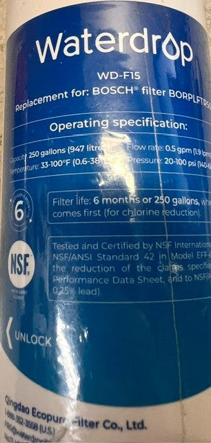 Waterdrop WD-F15 Refrigerator Water Filter For Bosch Ultra Clarity Pro System