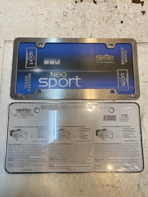2 Qty of Cruiser License Plate Frames Neo Sport Brushed Nickel 15190 (2 Qty)