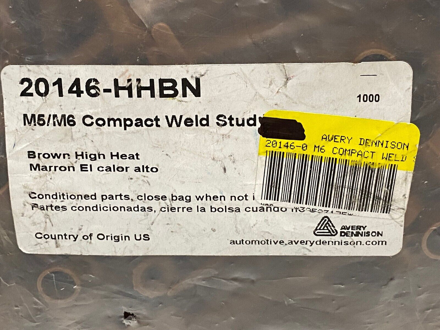 1000 Pack of Avery Dennison 20146-HHBN M5/M6 Compact Weld Stud Ties (1000 Qty)