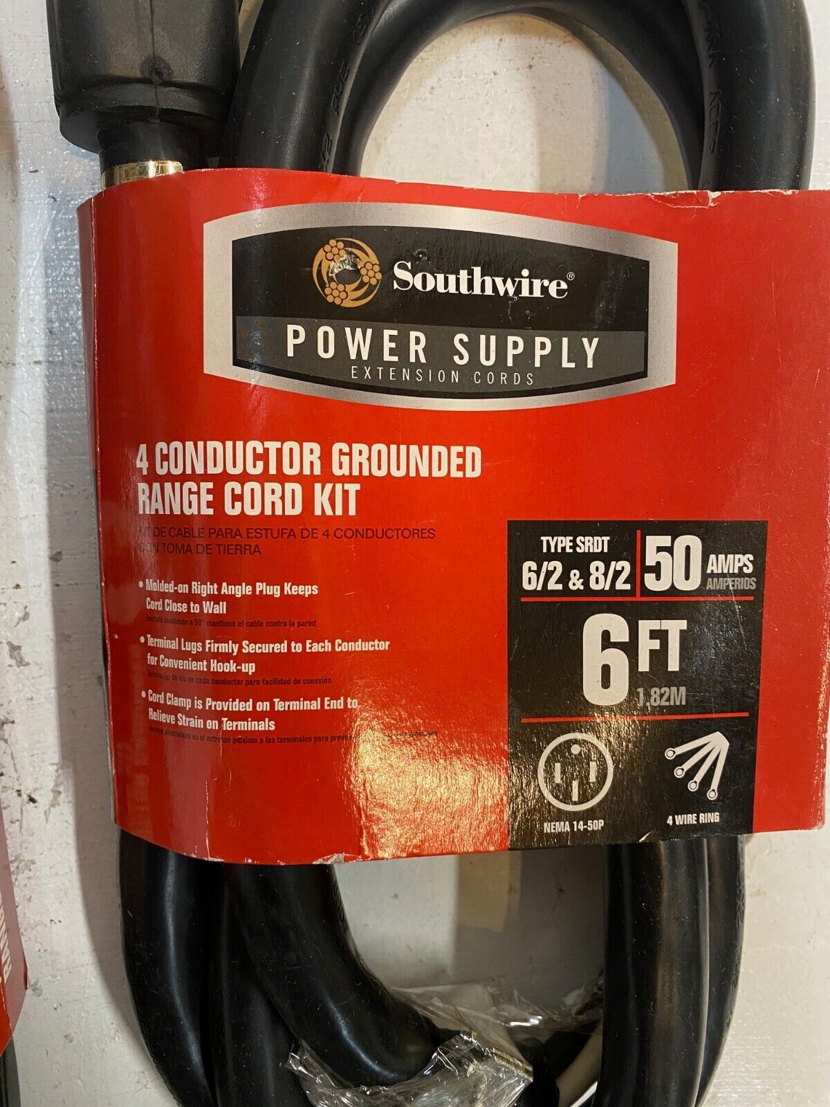 2 Qty Southwire 4 Conductor Grounded Range Cord Kits 6/2 & 8/2, 6 Ft (2 Qty)