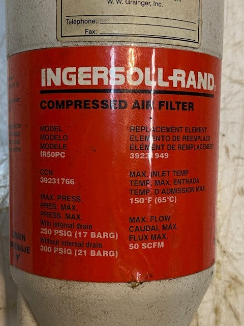 Ingersoll-Rand IR50PC Compressed Air Filter 39231766 *Damaged See Pics*