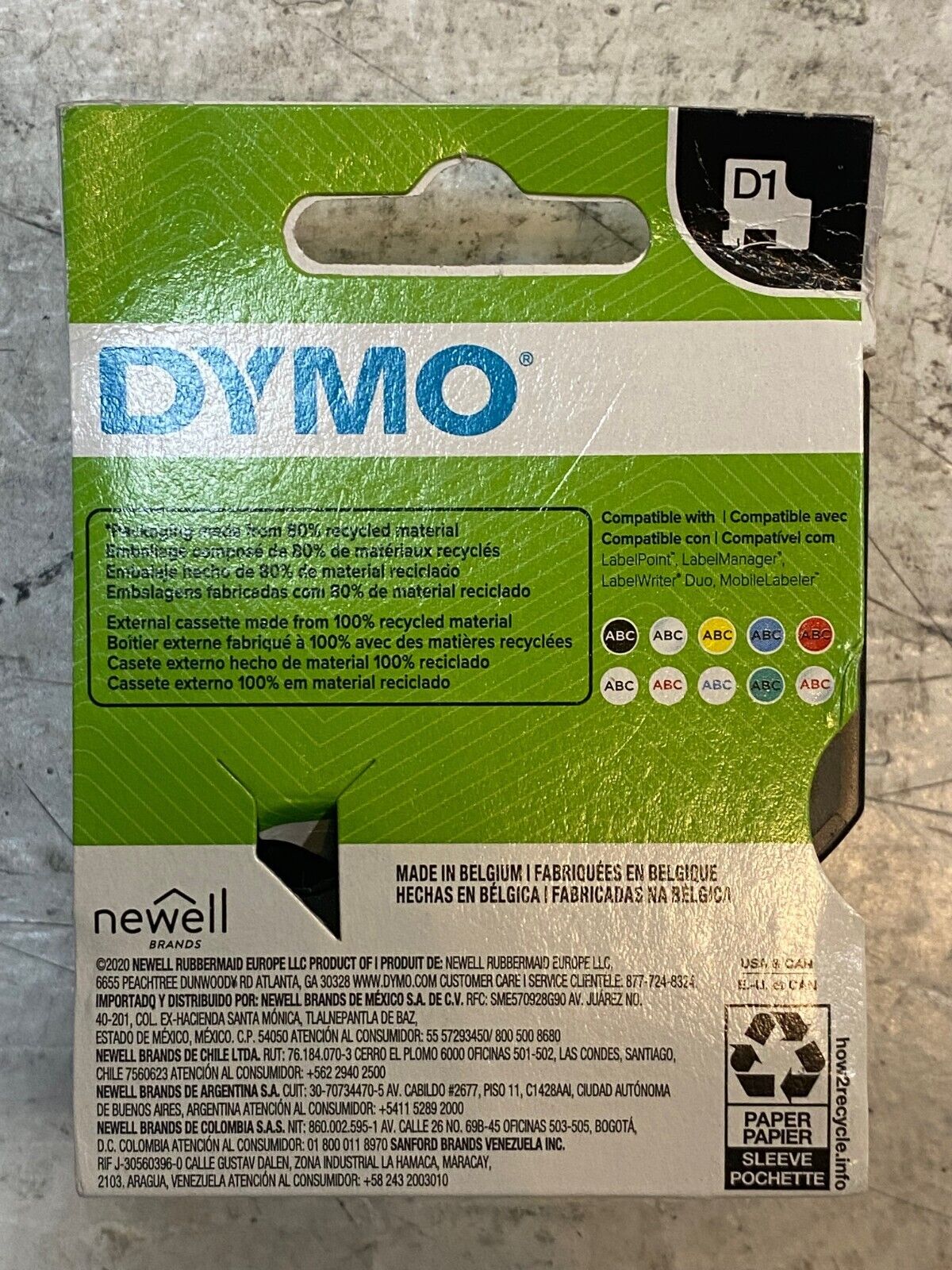 5 Dymo D1 Polyester Label Tape Black on Clear 3/4in x 23ft (5 Quantity)