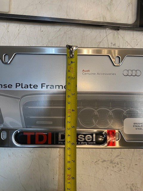 Audi TDI Diesel License Plate Frame 4-Hole Brushed Stainless Steel 4L0071801