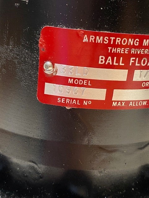 Armstrong Ball Float Trap 33LD Model 10967 Serial No. 1/8 Orifice