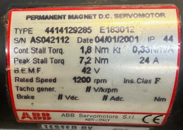 ABB Permanent Magnet DC Servomotor 4414129285 E183012 Heavy Duty Replacement