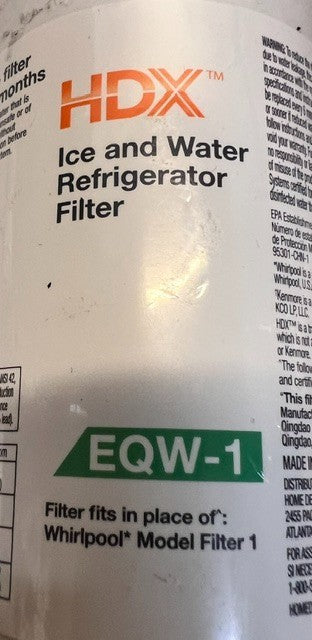 2 Quantity HDX EQW-1 Ice And Water Refrigerator Filter For Whirlpool EveryDrop