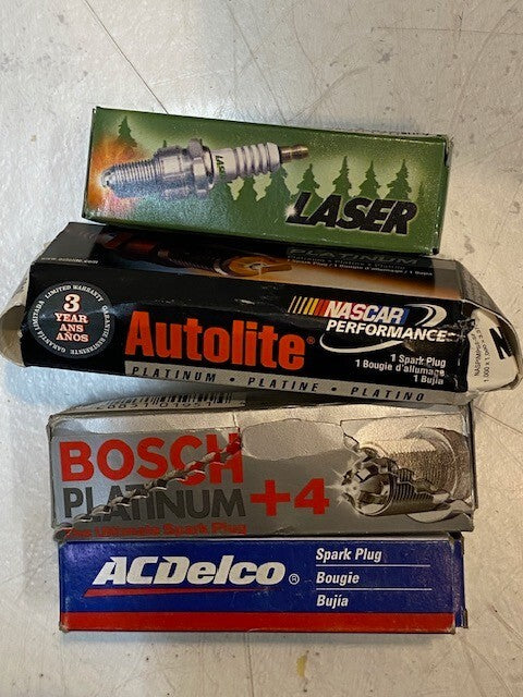 50lb Box of a Variety of Laser, Autolite, Bosch, AC Delco, Motocraft Spark Plugs