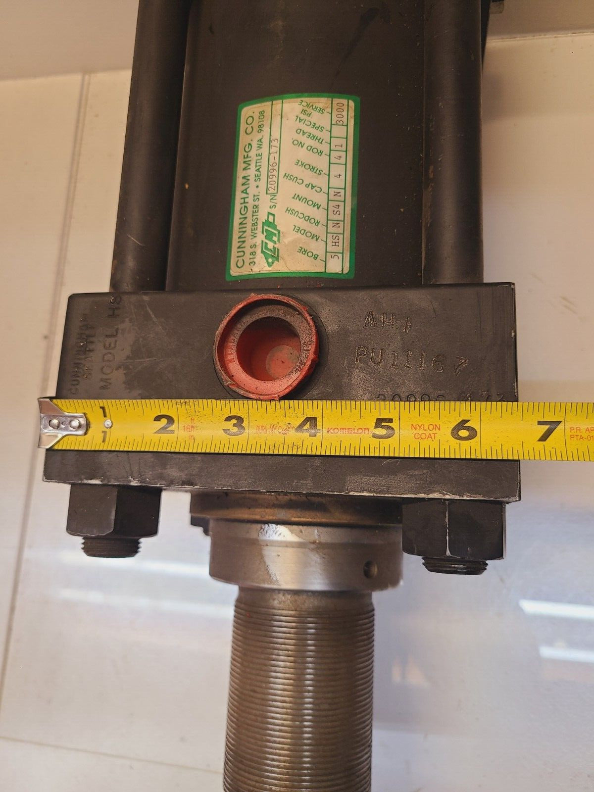 Cunningham Hydraulic Cylinder Model HS | S/N 20996-173 | AH1 PU1116