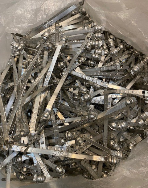 12 lb Bag of Hundreds Of Variety of Cargill Tyden 8" Tin-Plated Metal Ball Seals