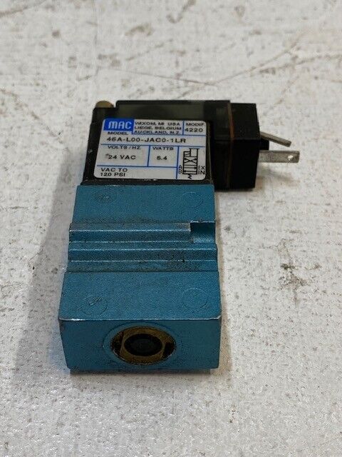 MAC Solenoid Valve 46A-L00-JAC0-1LR, 24VAC, 5.4W, 120Psi