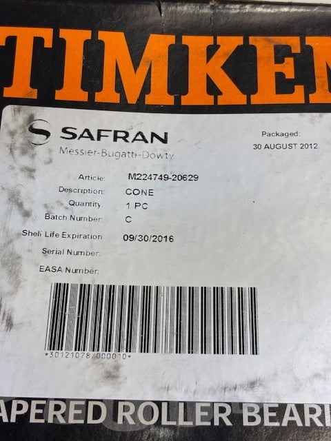 Timken Tapered Cone Roller Aircraft Bearing FAA-PMA | M224749-20629