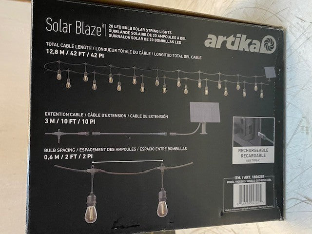 2 Quantity of Artika Blaze 20 LED Bulb 42ft Solar String Lights 1806281 (2 Qty)