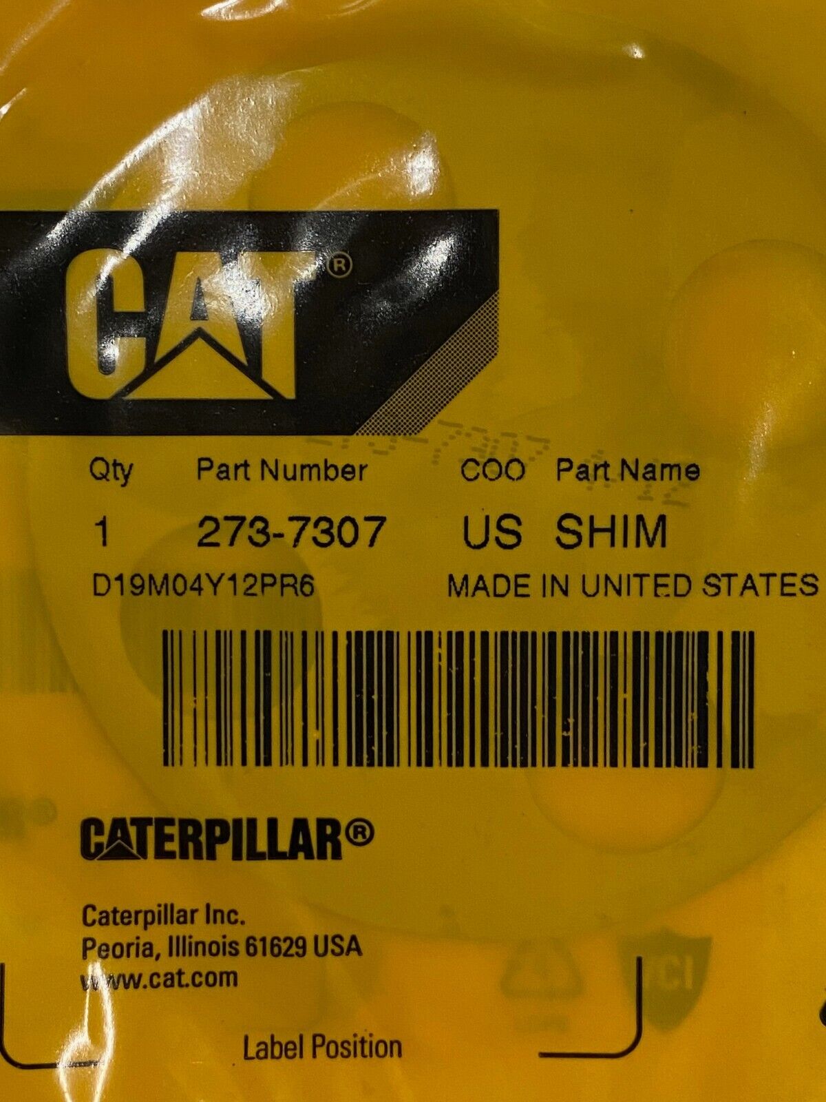 5 Qty of Caterpillar Shims 273-7307 CAT (5 Quantity)