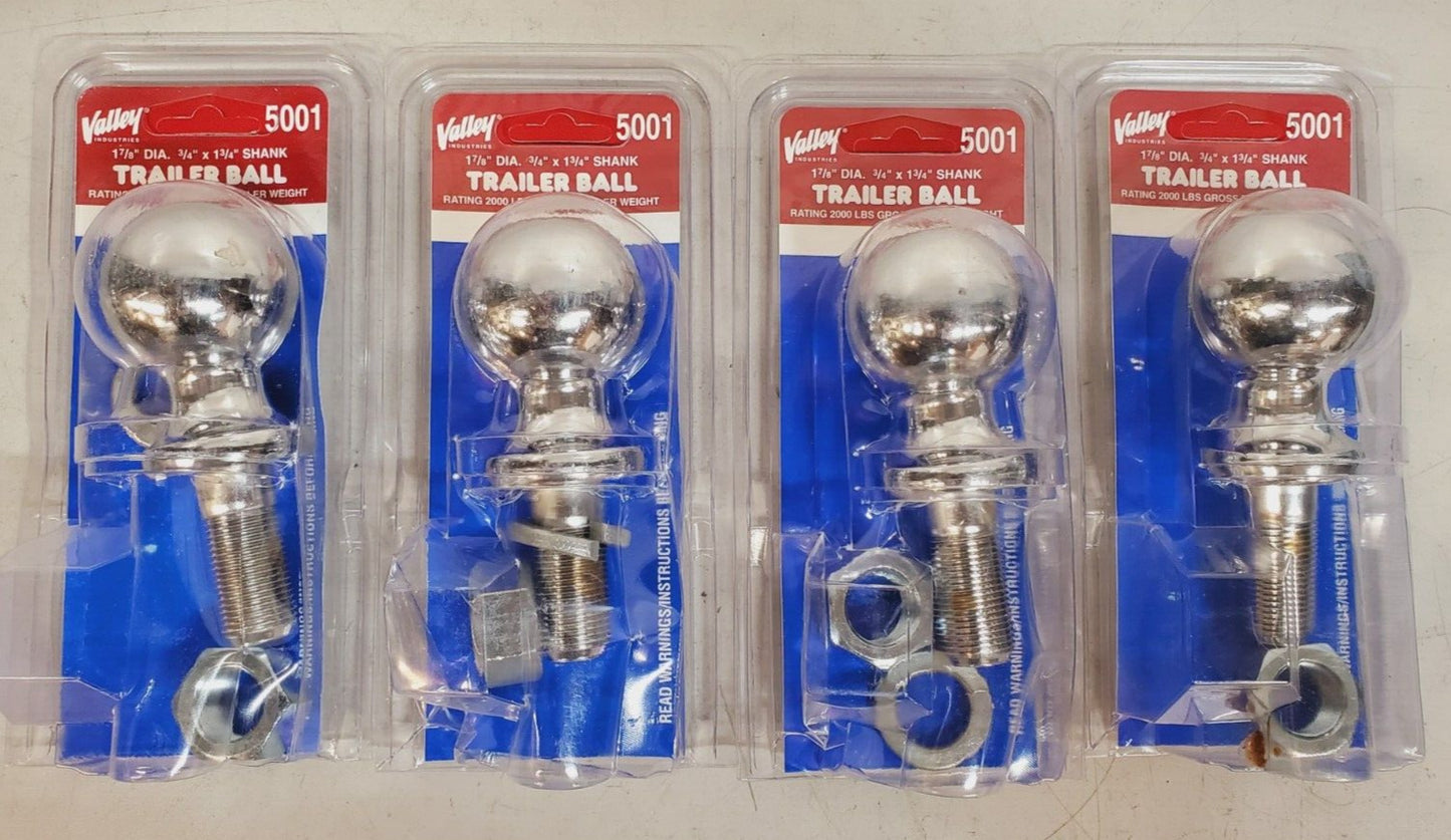 4 Qty. of Valley Trailer Hitch Balls 5001 | 1-7/8"x3/4"x1-3/4" | 2000 Lb (4 Qty)