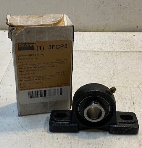 Dayton 3FCP2 Cast Iron Pillow Block UC204-12 Insert Bearing 5" L 19mm Bore