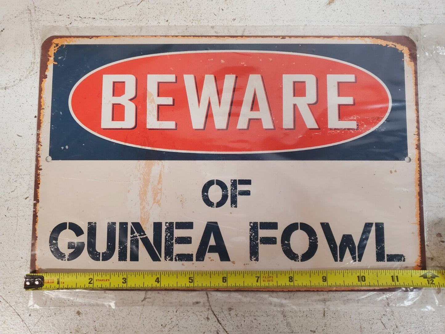 3 Qty Beware of Guinea Fowl Chic Rustic Retro Signs 8"x12" (3 Qty)