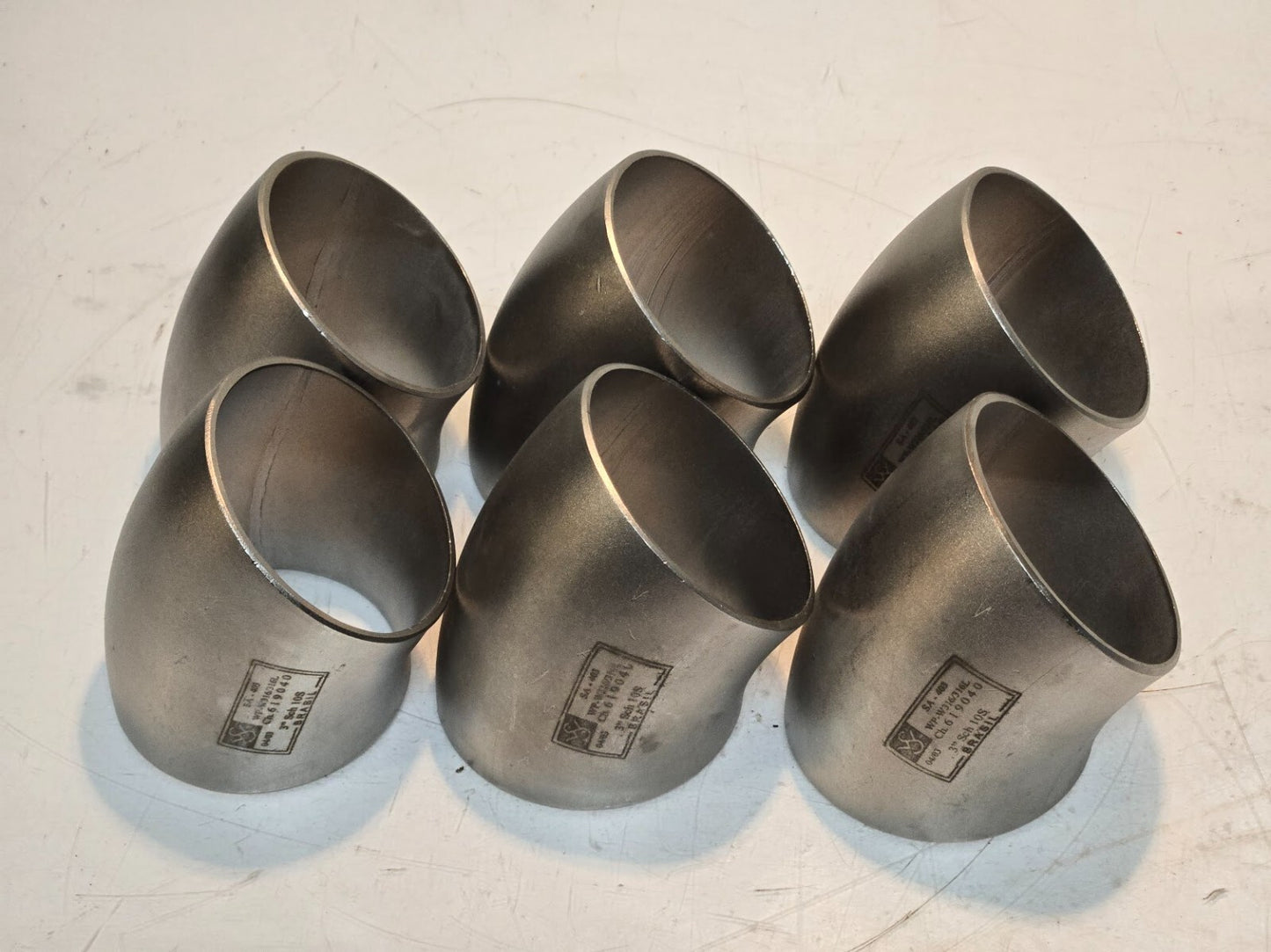 6 Quantity of 45 Degree Elbows | 3" Sch 10S | SA-403 | WP-W316/316L (6 Qty)
