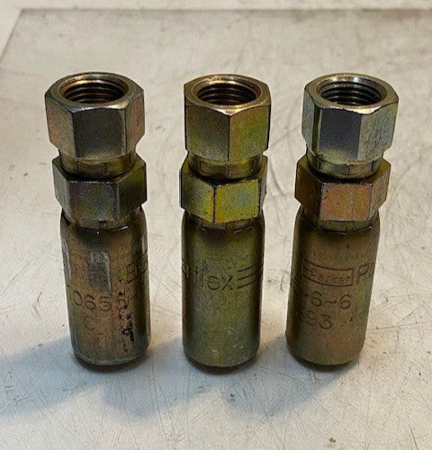 3 Quantity of Parker Parflex 10655-6-6 Hydraulic Crimp Fittings (3 Quantity)