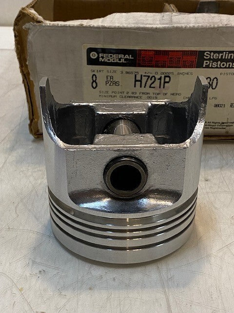 Federal Mogul Sterling Pistons H721P Set of 8 | 3-7/8" Dia. 17mm Pin Hole