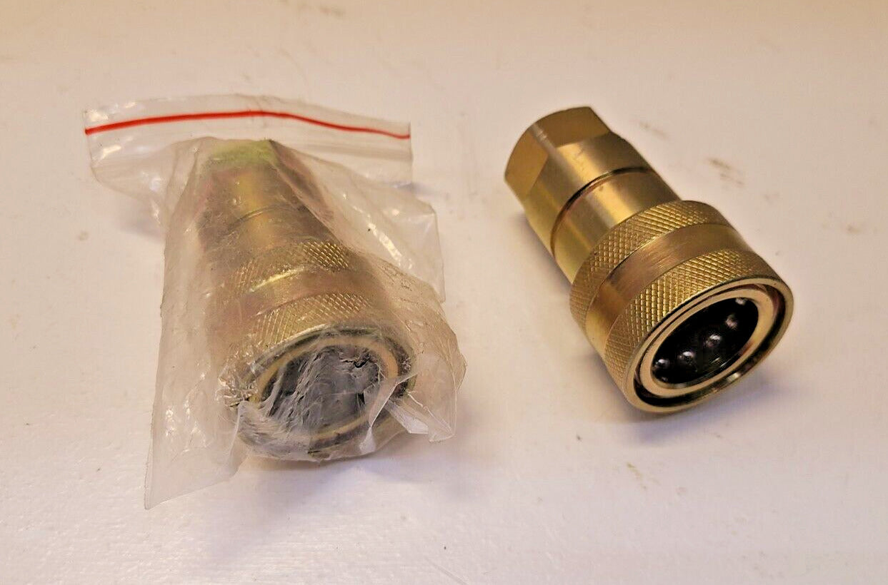 2 Quantity of Brass Hydraulic Quick Connect Hose Couplings 3/4" (2 Qty)