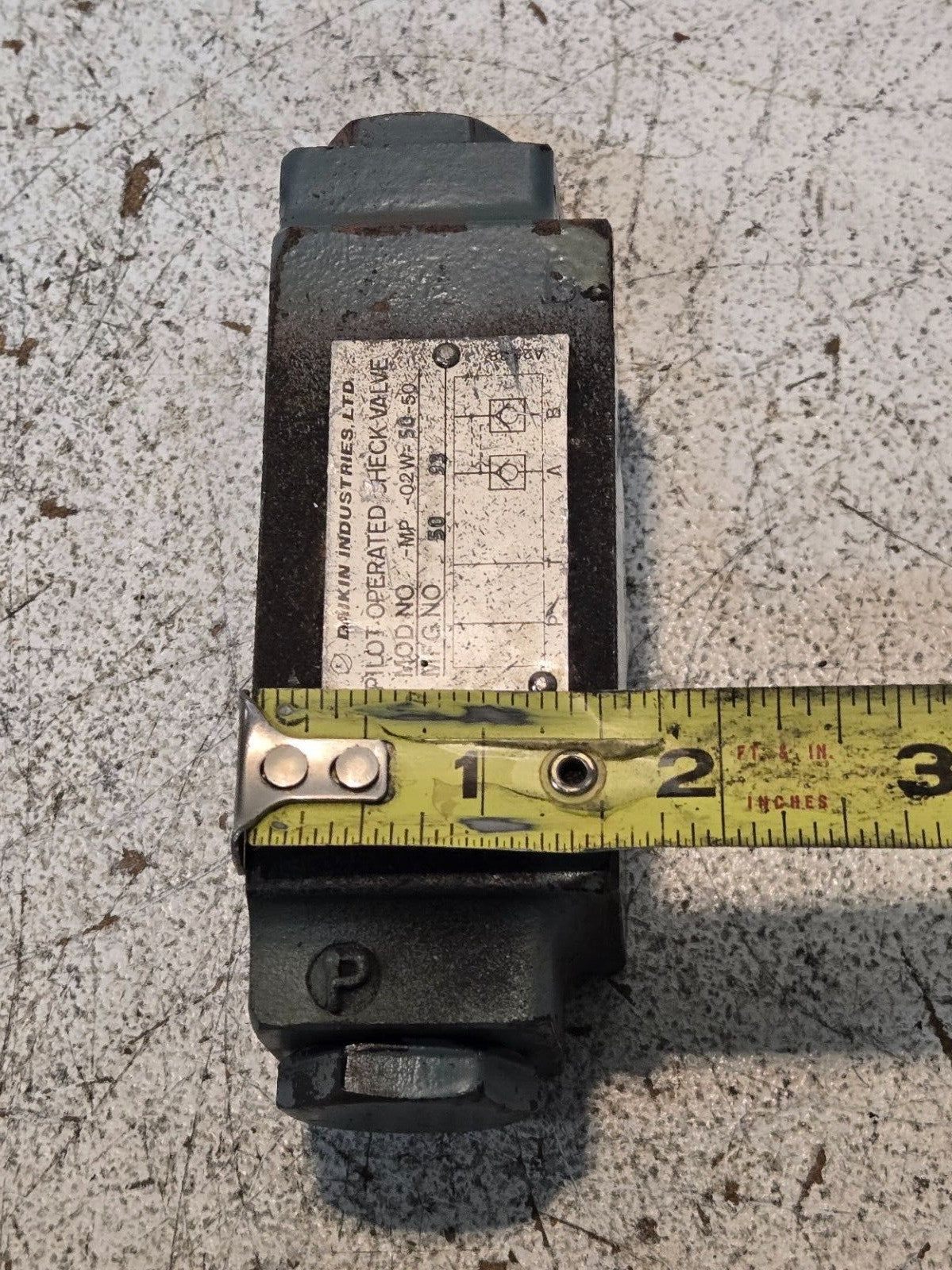 Daikin Industries Pilot Operated Check Valve MP-02W-50-50 | MFG NO 50 93