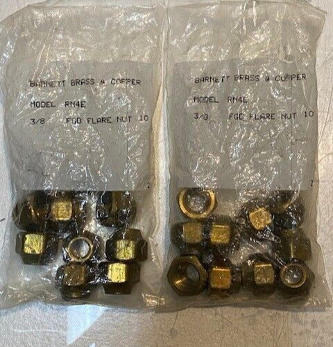 20 Qty of Burnett Brass 3/8 FGD Flare Nuts RN4E 14mm Thread 22mm OD (20 Qty)