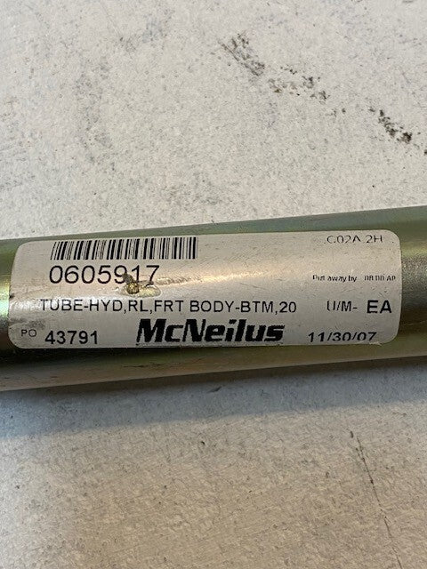 McNeilus Hydraulic Tube #20 Front Body to Valve, Rear Loader 0605917 | 43791