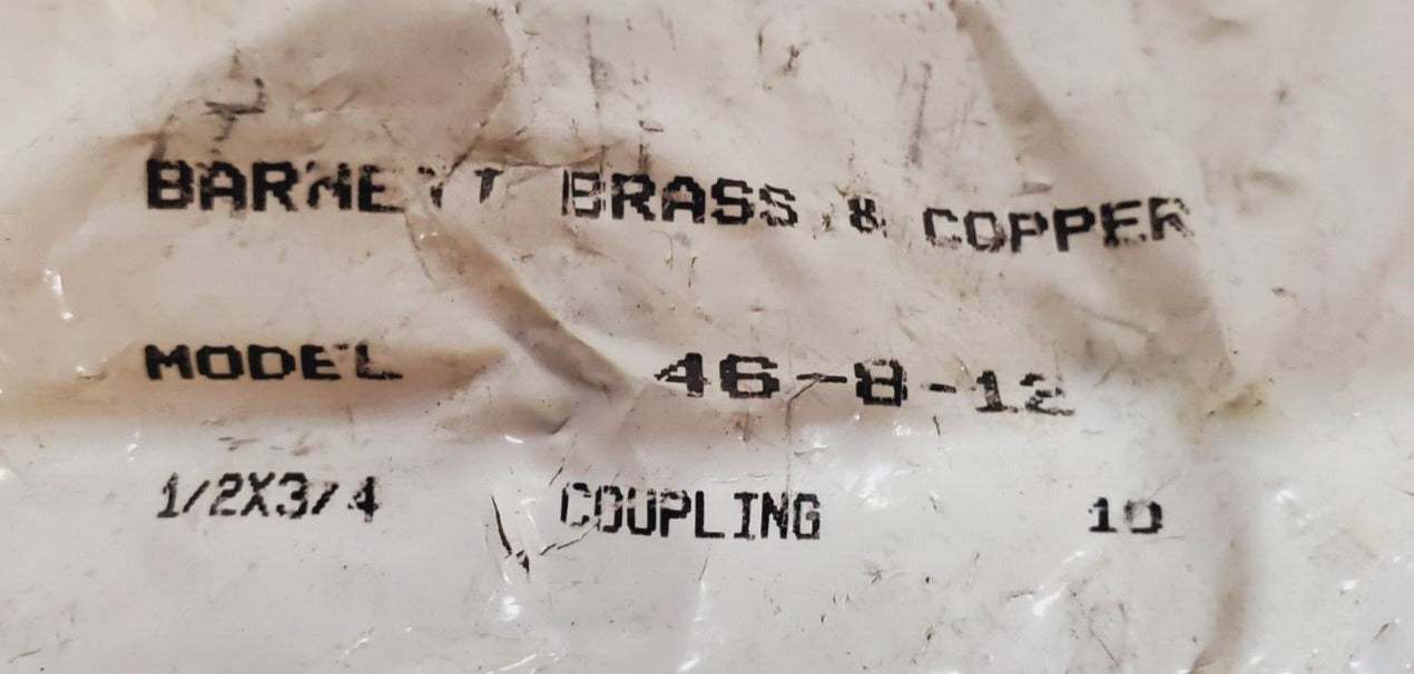 10 Qty. of Barnett Brass & Copper Couplings 46-8-12 | 1/2x3/4 (10 Qty)